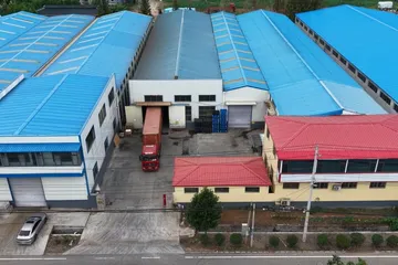 Aerial view of paper facility buildings
